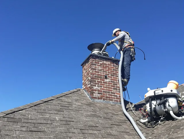 Dedicated Garfield Heights Chimney Sweep team member cleaning a chimney in Garfield Heights, OH