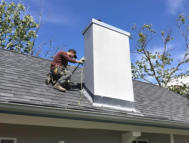 Garfield Heights Chimney Sweep team member finishing chimney construction in Garfield Heights, OH