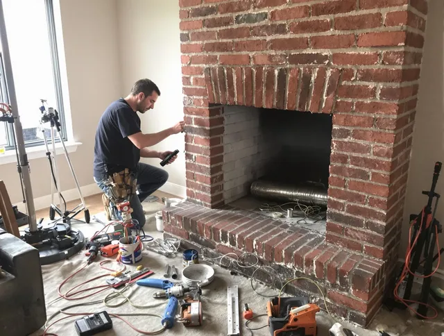 Garfield Heights Chimney Sweep specialist finalizing chimney liner service in Garfield Heights, OH