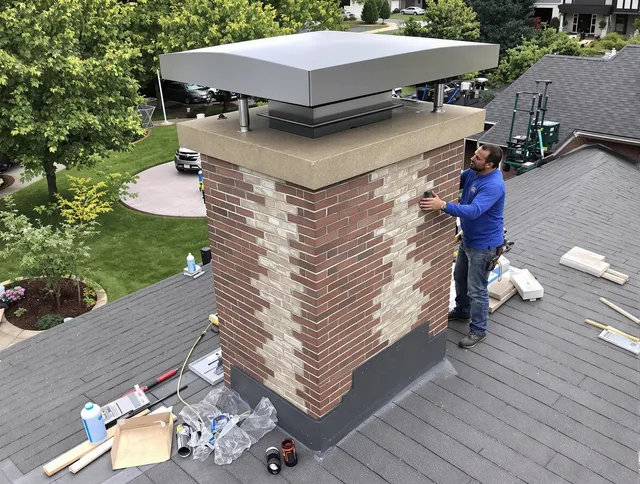 Garfield Heights Chimney Sweep team working on a custom chimney remodel in Garfield Heights, OH