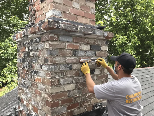 In-progress chimney restoration by Garfield Heights Chimney Sweep in Garfield Heights, OH